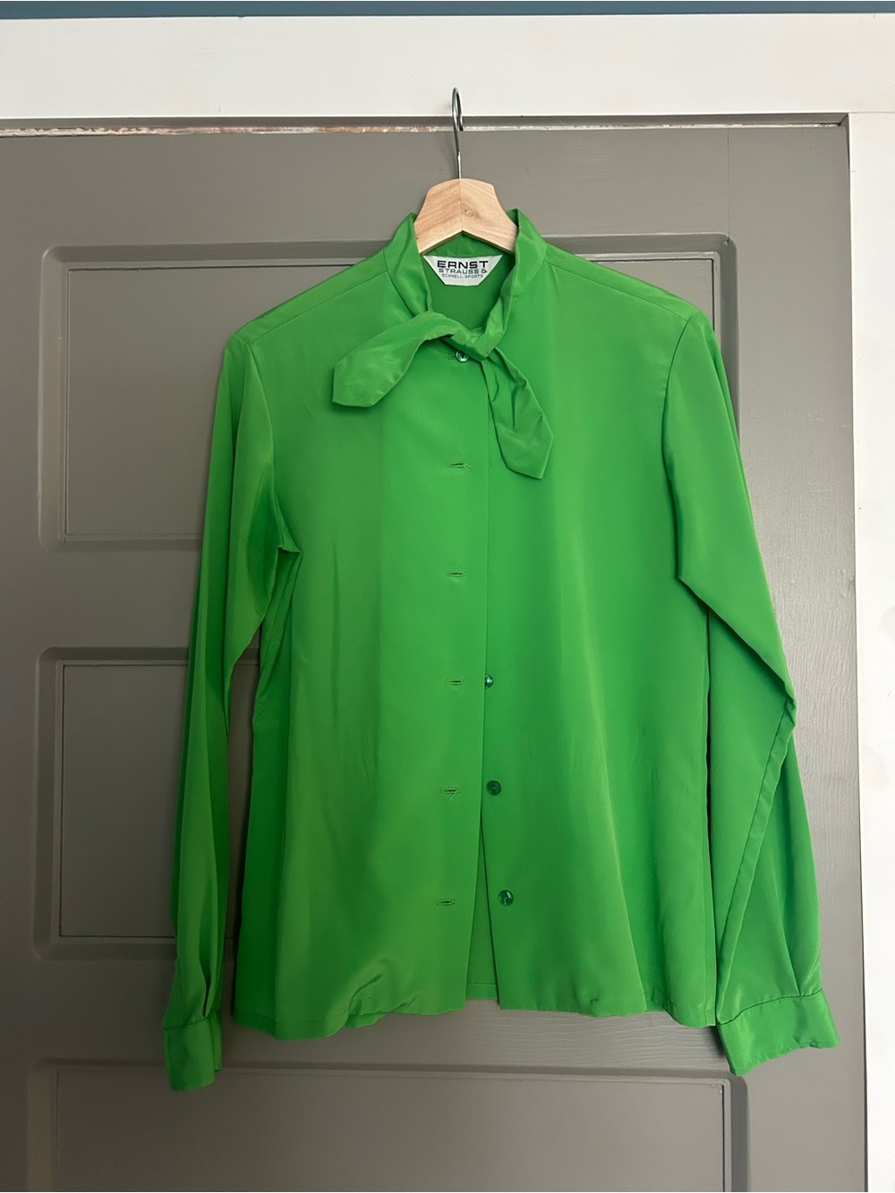 Ernest Alexander Green Tie-Neck Blouse Vintage